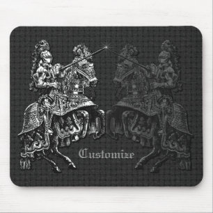 Mediaeval Knights Black & White Mouse Pad