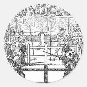 Mediaeval Knights Jousting Classic Round Sticker