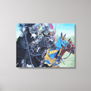 mediaeval knights jousting on horses historic art canvas print