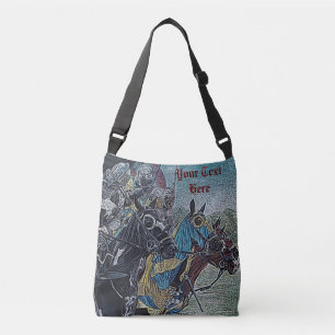 mediaeval knights jousting on horses historic art crossbody bag