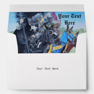 mediaeval knights jousting on horses historic art envelopes