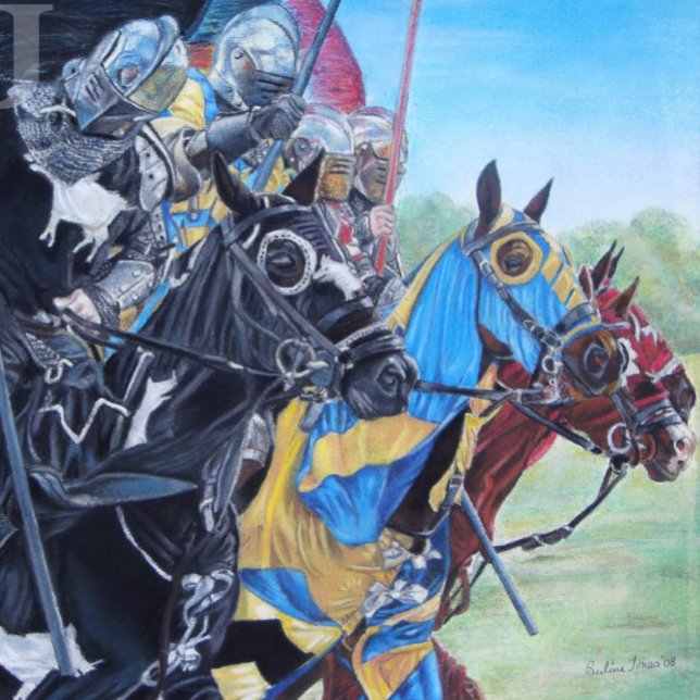 mediaeval knights jousting on horses historic art poster (Creator Uploaded)