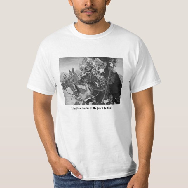 mediaeval knights jousting on horses historic art T-Shirt (Front)