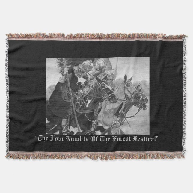 mediaeval knights jousting on horses historic art throw blanket (Front)