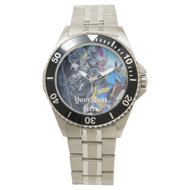 mediaeval knights jousting on horses historic art watch (Front)