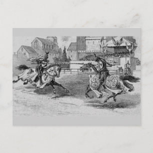 Mediaeval Knights Jousting Postcard