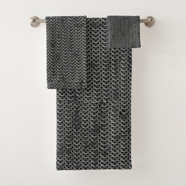 Mediaeval Knights Templar Chain-Mail effect Bath Towel Set (Insitu)