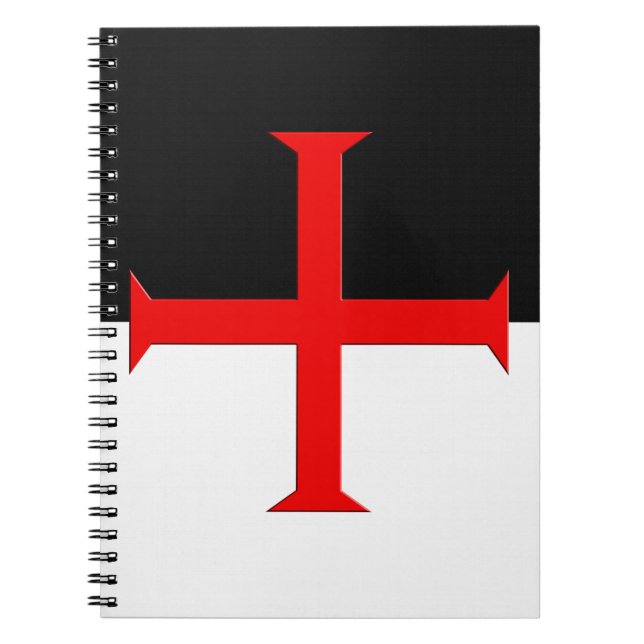 Mediaeval Knights Templar Cross Flag Spiral Notebook (Front)