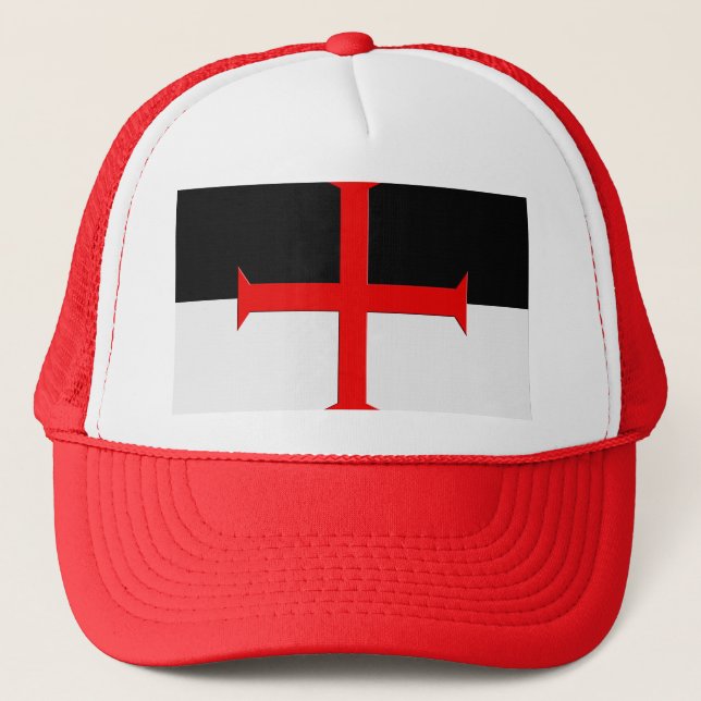 Mediaeval Knights Templar Cross Flag Trucker Hat (Front)