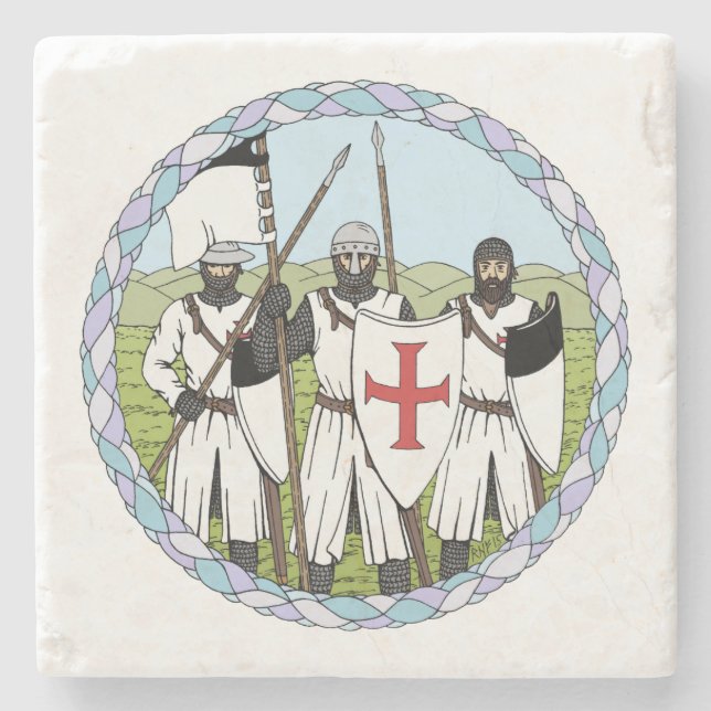 Mediaeval Knights Templar Stone Coaster (Front)