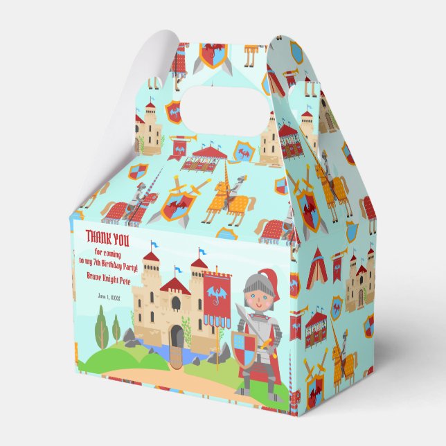 Mediaeval Knights Tournament Birthday Party Favour Box (Front Side)