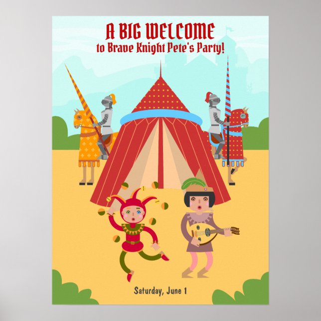 Mediaeval Knights Tournament Birthday Party Poster (Front)