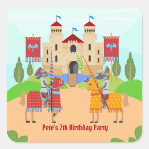 Mediaeval Knights Tournament Birthday Party Square Sticker