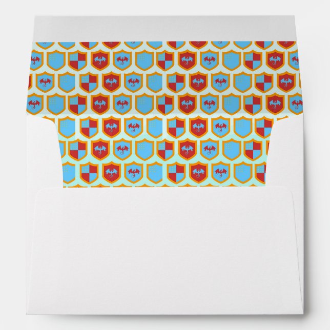 Mediaeval Knights Tournament Boy Birthday Party Envelope (Back (Bottom))