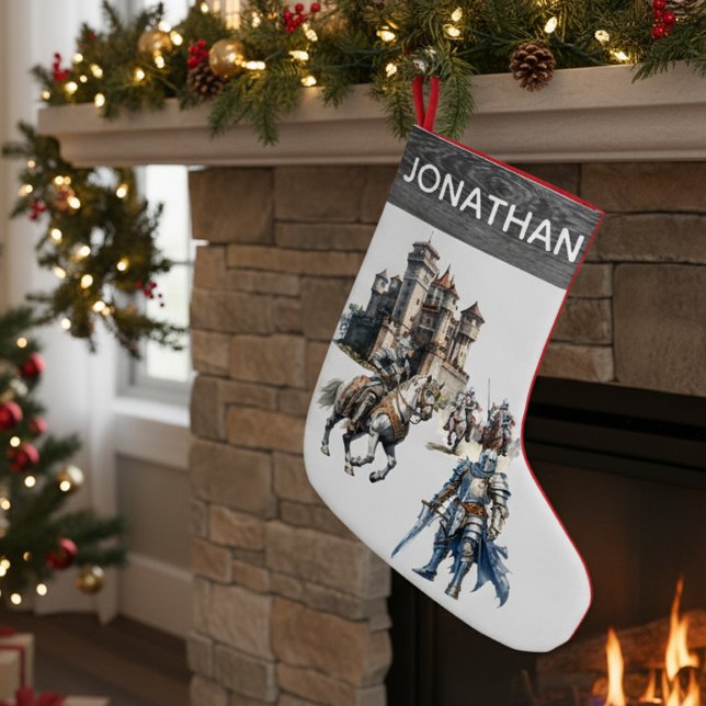 Mediaeval Knights Watercolor Castle  Small Christmas Stocking (Creator Uploaded)