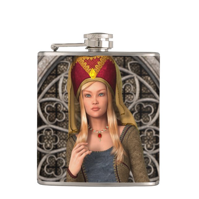 Mediaeval Lady Hip Flask (Front)