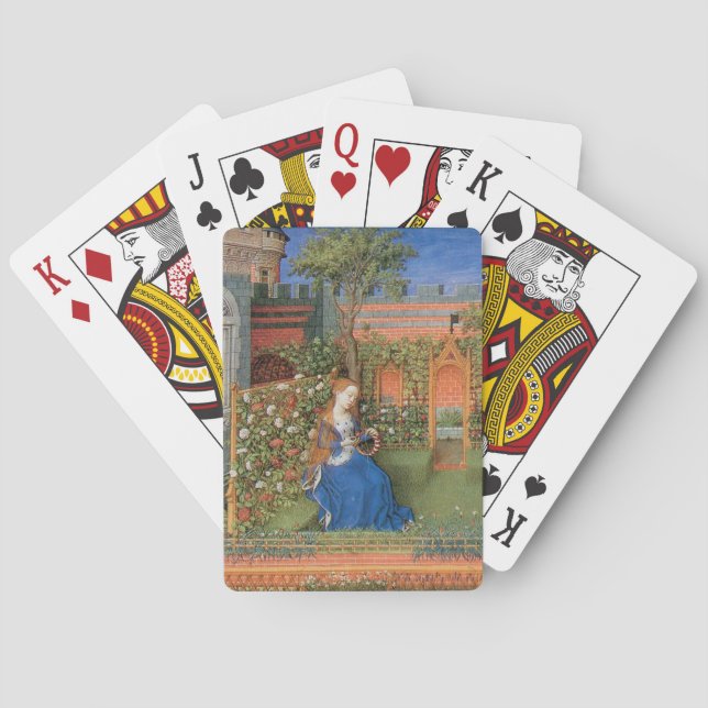 Mediaeval lady in rose garden playing cards (Back)