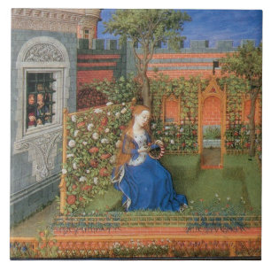 Mediaeval lady in the rosegarden tile