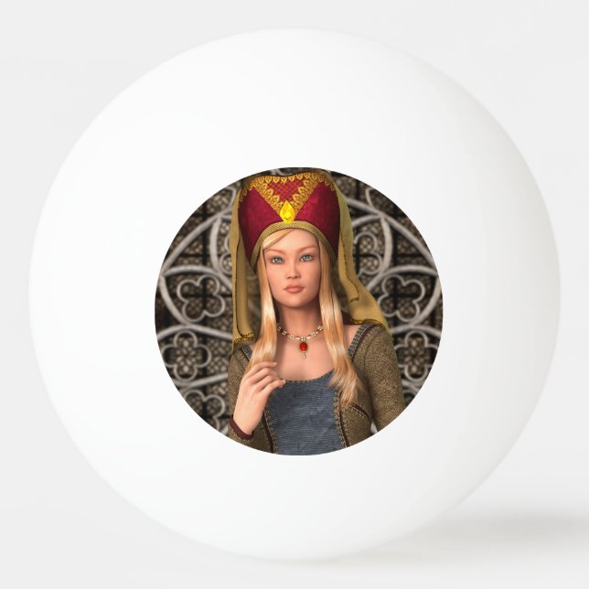 Mediaeval Lady Ping Pong Ball (Front)