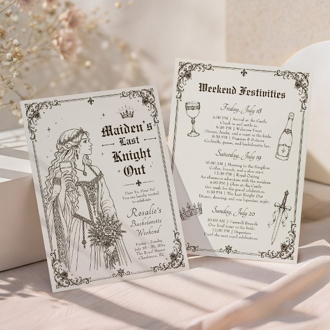 Mediaeval Last Knight Out Bachelorette Itinerary Invitation (Creator Uploaded)