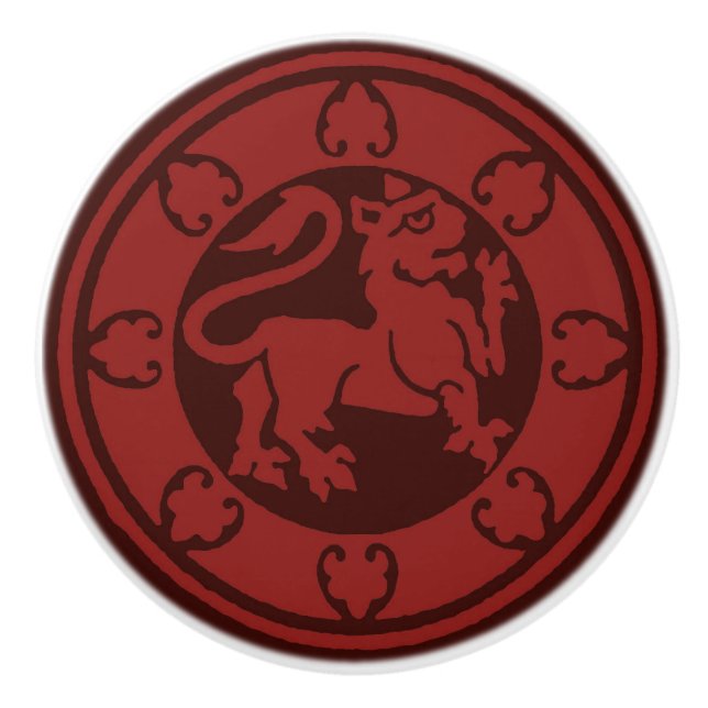 Mediaeval Lion Ceramic Knob (Front)