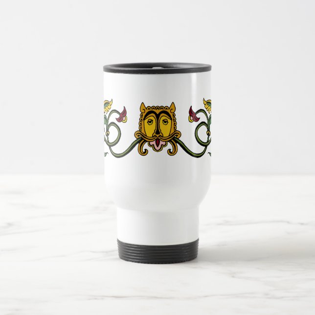 Mediaeval Lion Design Travel Mug (Center)