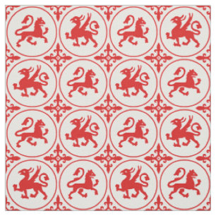 Mediaeval Lions and Griffins Fabric