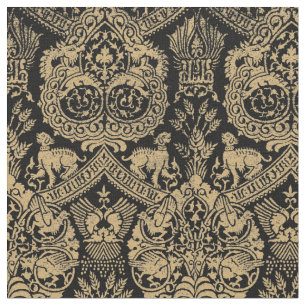 Mediaeval Lions, Birds And Dragons Pattern Fabric