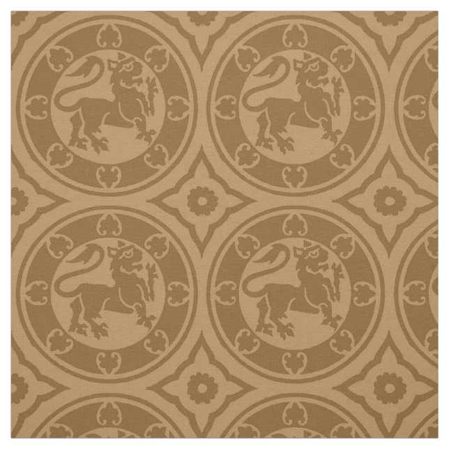 Mediaeval Lions, Burnt Caramel Fabric (Swatch)
