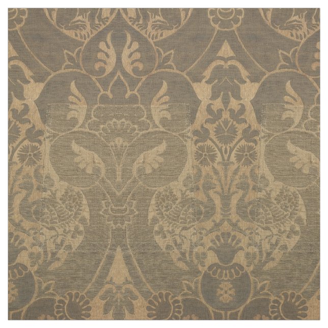 Mediaeval Lions Peacocks & Pomegranates Pattern Fabric (Swatch)