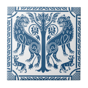 Mediaeval Lions & Tree Ceramic Tile