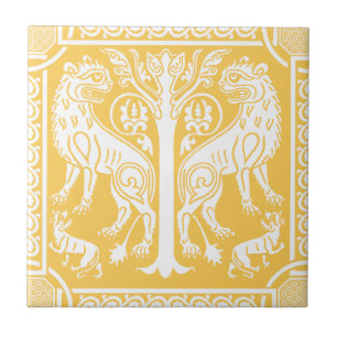 Mediaeval Lions & Tree Ceramic Tile
