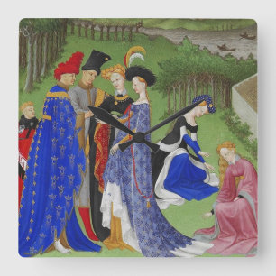Mediaeval lords and ladies square wall clock
