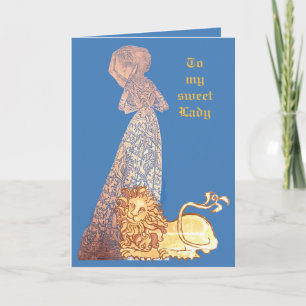 Mediaeval lovers knight and lady card