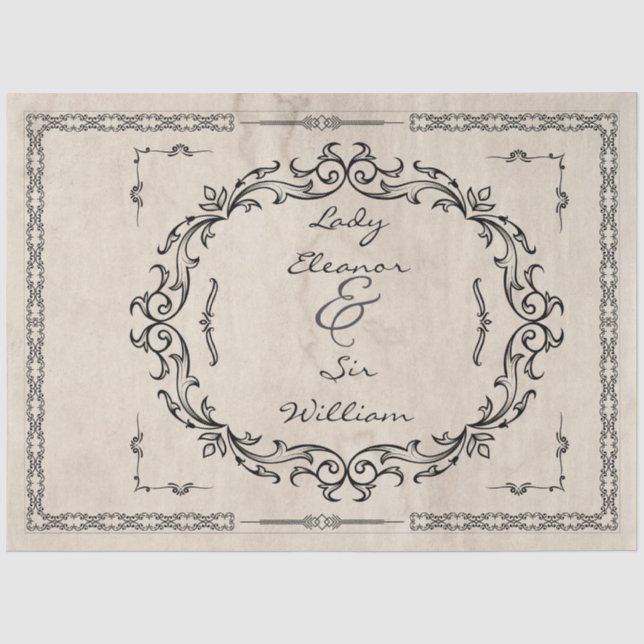 Mediaeval Manuscript Elegant Wedding Tissue Paper (Front)