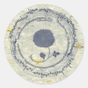 Mediaeval Manuscript Flower Classic Round Sticker