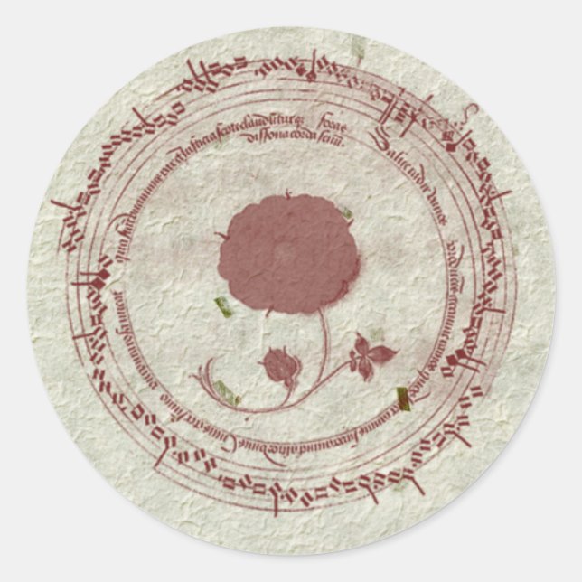 Mediaeval Manuscript Flower Classic Round Sticker (Front)