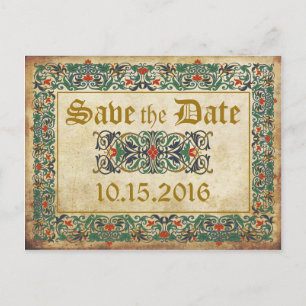 Mediaeval Manuscript Goth Save the Date Announcement Postcard