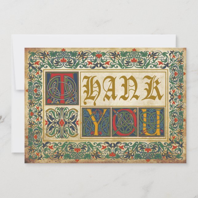 Mediaeval Manuscript Goth Thank You Card (Front)