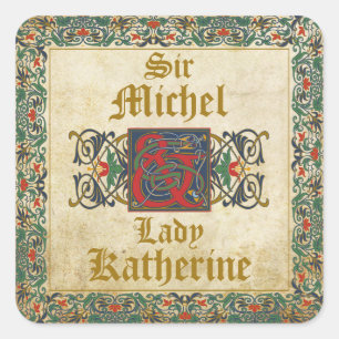 Mediaeval Manuscript Goth Wedding Label