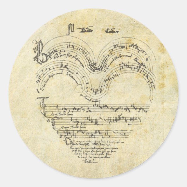 Mediaeval Manuscript Heart Classic Round Sticker (Front)
