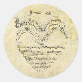 Mediaeval Manuscript Heart Classic Round Sticker