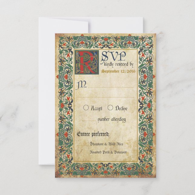 Mediaeval Manuscript RSVP Card (Front)