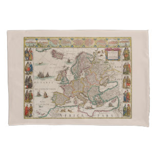 Mediaeval Map of Europe (by Willem Blaeu) Pillowcase