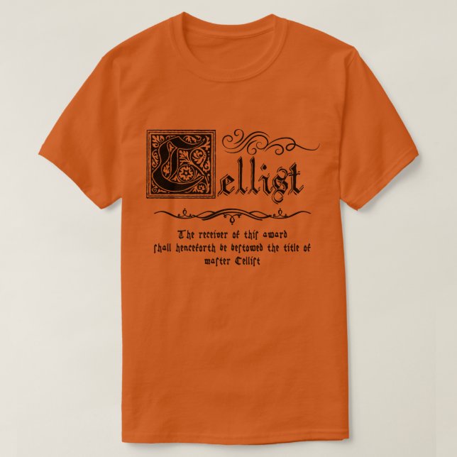 Mediaeval Master Cellist T-Shirt (Design Front)