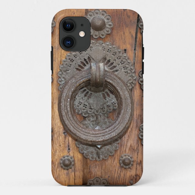 Mediaeval Metal Knocker on Old Wooden Door  Case-Mate iPhone Case (Back)