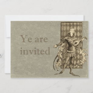 Mediaeval Minstrel and Lute Invitation