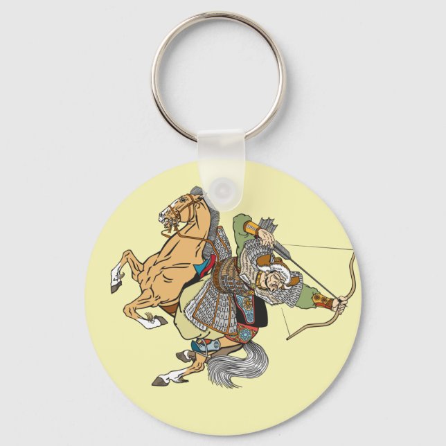 mediaeval Mongol warrior Key Ring (Front)