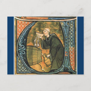 Mediaeval Monk Tasting Wine Postcard