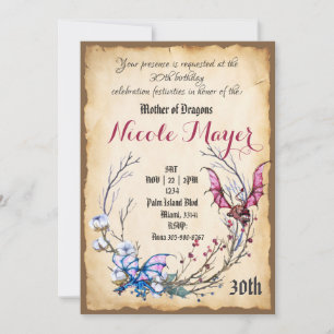 Mediaeval Mother of Dragon 30th Birthday Invitatio Invitation